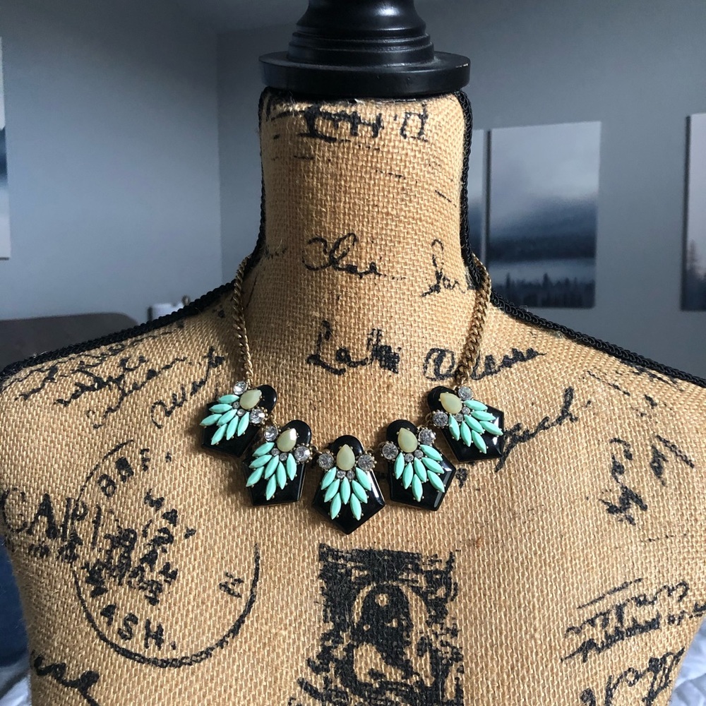Teal sparkle statement necklace